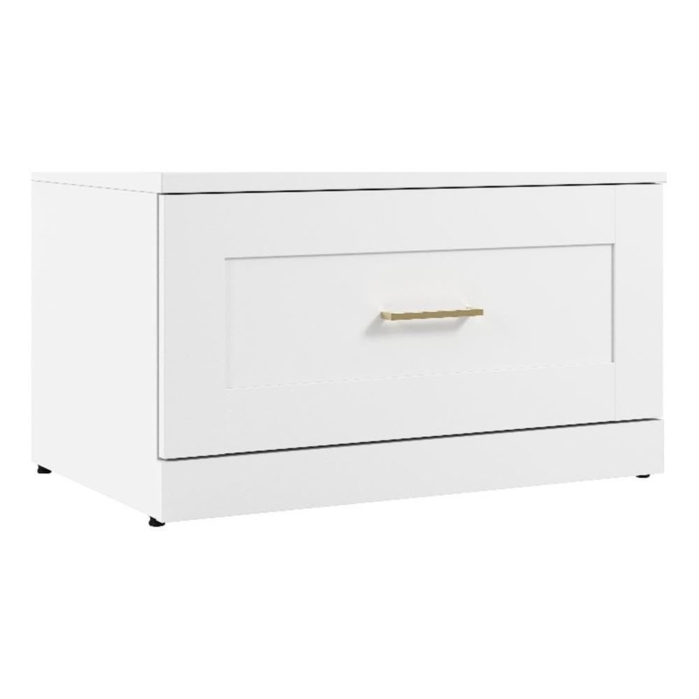 BOWERY HILL 30W Shoe Bench with Drawer in White - Engineered Wood