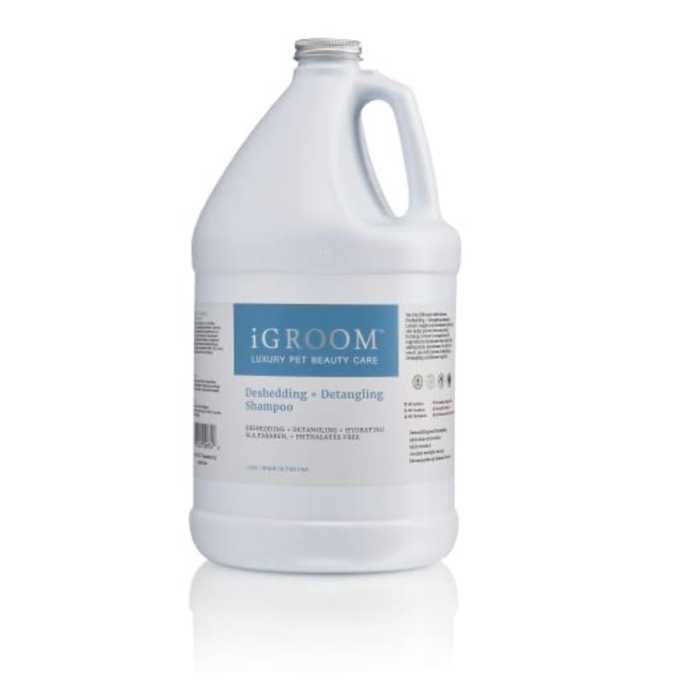 iGroom Deshedding & Detangling Dog Shampoo, Luxury Pet Beauty Care, Loosen Tangles + Unwanted Undercoat, Adds Shine + Volume, Made in USA (1 GAL)