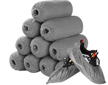 WHYJJQIAN Shoe Covers Disposable Non Slip for Indoors,Non-Woven Shoe & Boot Covers-100 Pack(50 Pairs),Shoe Booties Slip Resistant Overshoes Foot Covers with Sole Protector(Medium Grey)