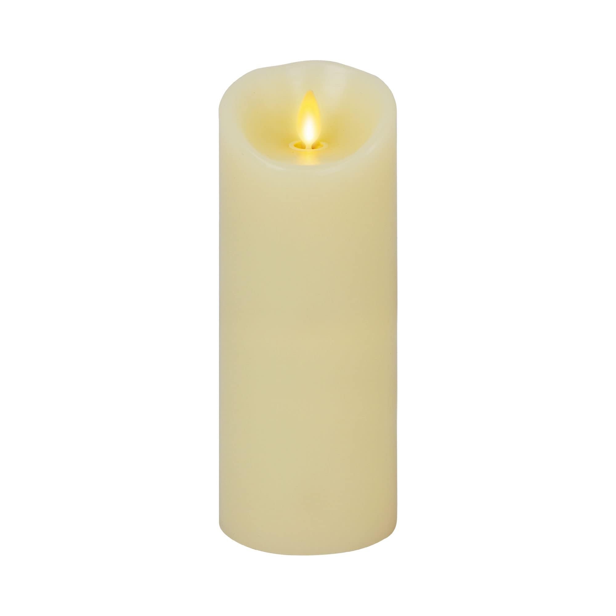 Luminara Moving Flame LED Pillar Flameless Candle, 9-inch, Vanilla Honey Scented, Ivory