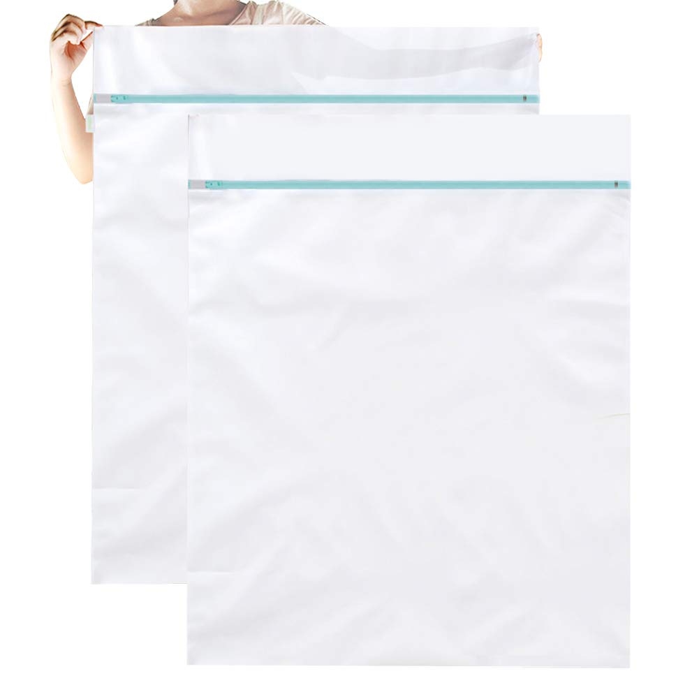 OTraki Large Washing Machine Bag 2 Pack 43 x 35in XL Mesh Laundry Bags 2 Pack Heavy Duty Zipper Big Dryer Wash Net for Delicates Bedding Blanket Pet Bed Camp Travel Dorm Jumbo Netted Organizer White