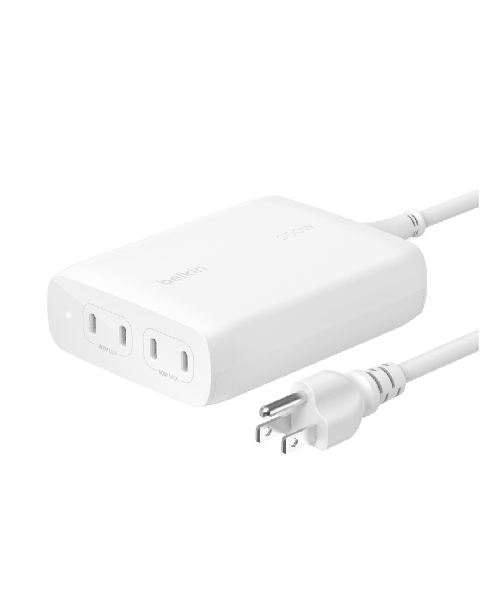 Belkin BoostCharge Pro 4-Port USB-C GaN Wall Charger, 200W Multi-Port Charger USB-C PD 3.1 Fast Charge + 5ft Power Cord - MacBook, iPhone 16, iPad, Galaxy S25, Google Pixel, Nintendo Switch 2 & More