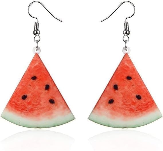 A Pair of Red Watermelons Fashion Creative Acrylic Fruit Earrings Trendy Realistic Food Dangle Earring Women Fun Coconut Watermelon Multicolor for Women Gift Jewelry,Clothing, Shoes and Jewelry