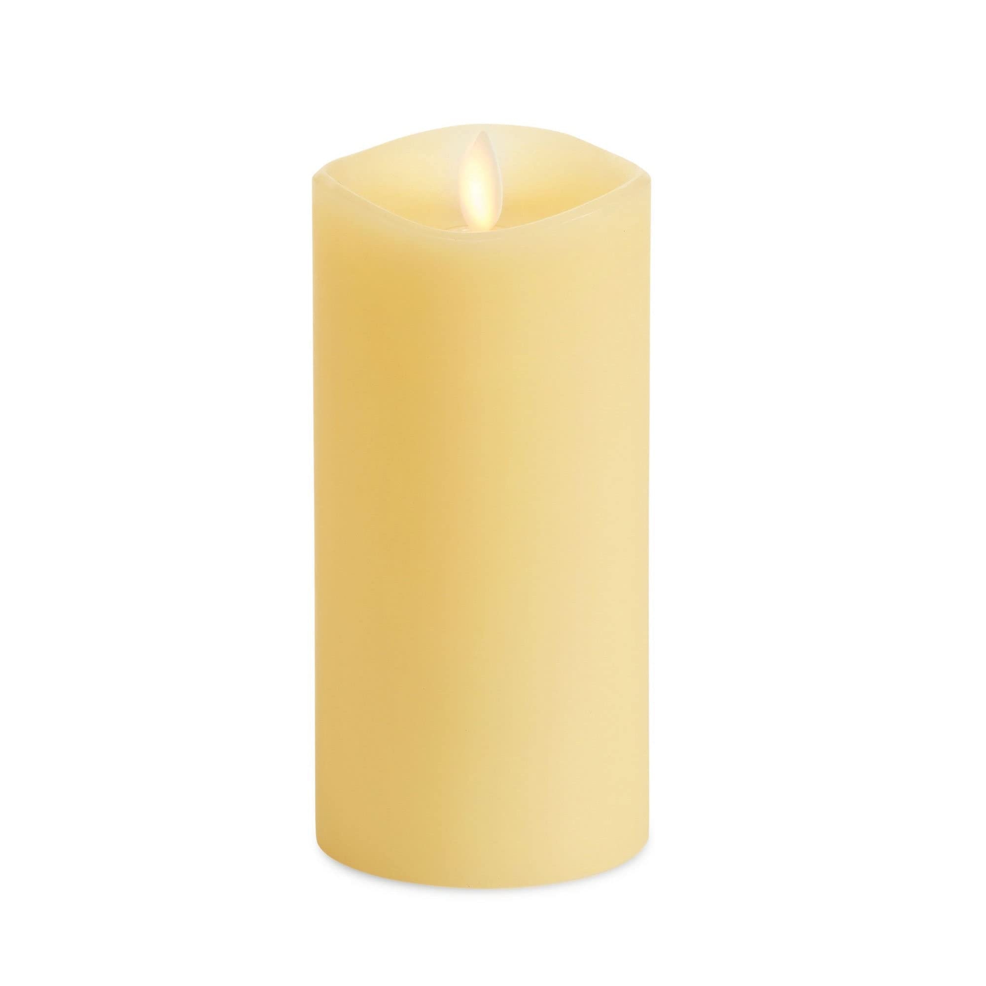 Luminara Realistic Artificial Moving Flame Pillar Candle - LED Operated Lights - Unscented - Remote Ready - Ivory (7.6 Wide x 15.6 Tall Centimetre)