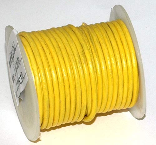 1.8 mm Yellow Round Leather Cord 10 Meter (10.93 Yards) Spool