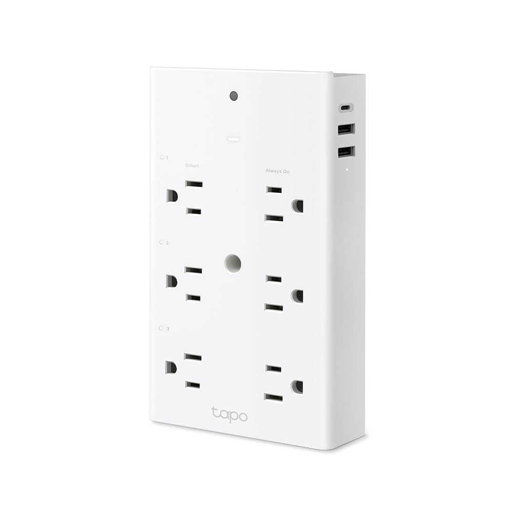 TP-Link Tapo Smart Plug Outlet Extender, Surge Protector, 18W Fast Charging, 3 Individual Smart Outlets, 1x USB-C & 2X USB-A, Smart Night Light, Works w/Apple HomeKit, Alexa & Google Home, Tapo P306