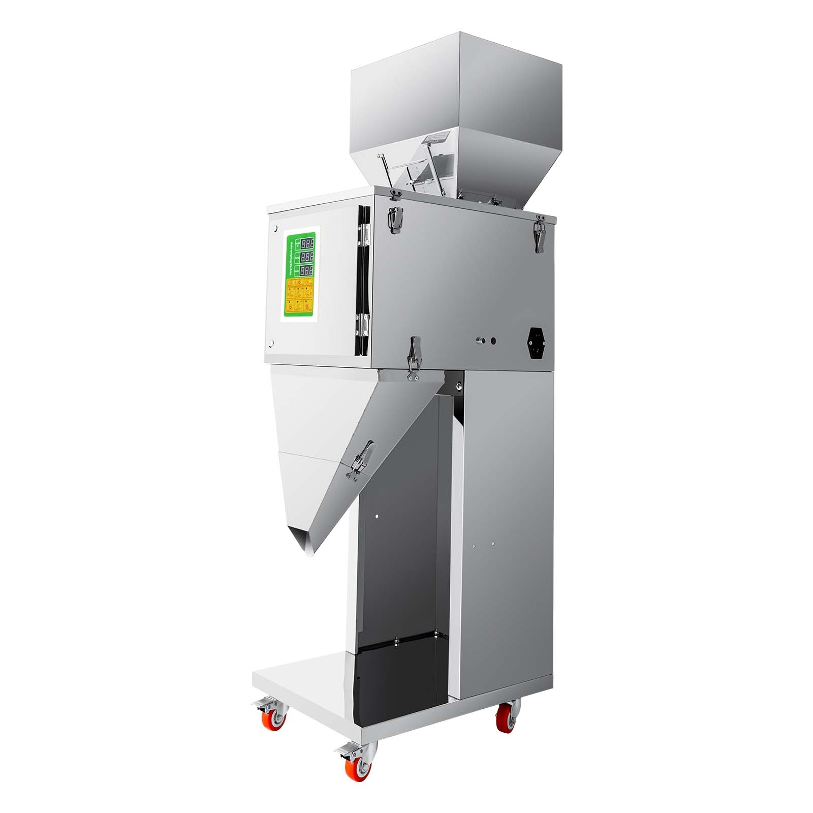 10-999G 110V Powder Filling Dispenser, Fully Automatic Packaging Filler, Stainless Steel Heavy Duty Granule Weigh Filler with Foot Pedal for Seed Grains