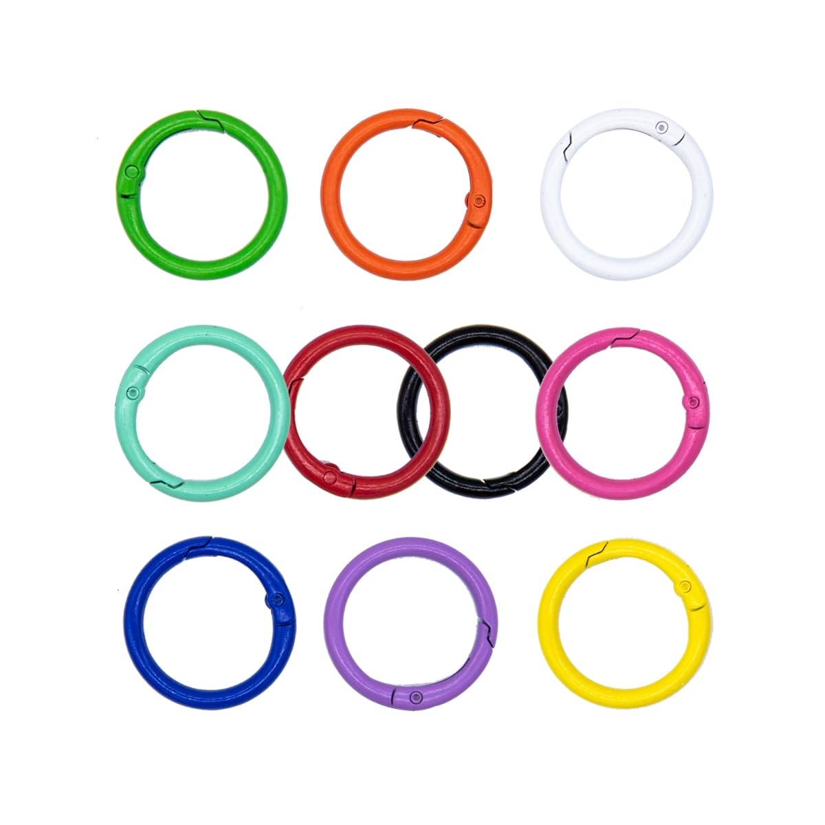 Tutuxio 50pcs 10 Color 1.2in/33mm Round Spring O Rings, Smoothing Zinc Alloy Multi-Purpose Key Chain Buckle Trigger Snap Hooks Clip Keyring for Handbag School Office DIY Keychain Bag Purse Craft