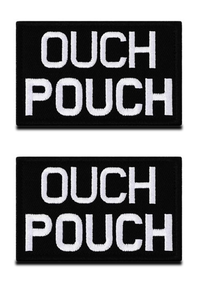 2 Pieces Funny Ouch Pouch Embroidered Patch Tactical Moral Applique Fastener Hook & Loop Emblem Patch