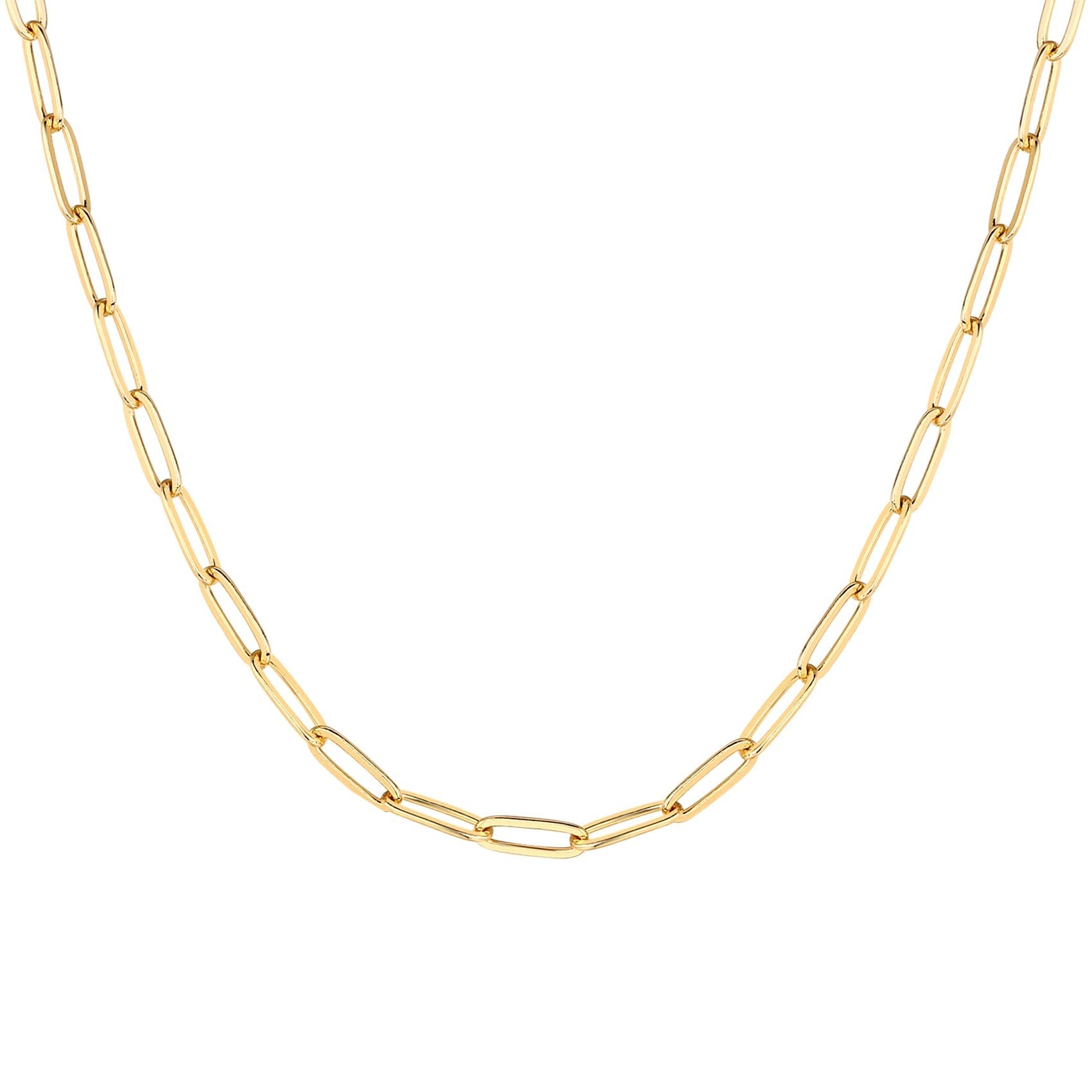 PAVOI 14K Gold Plated Curb Paperclip Box Sphere Bead Snake Herringbone and Figaro Chain Adjustable Necklace