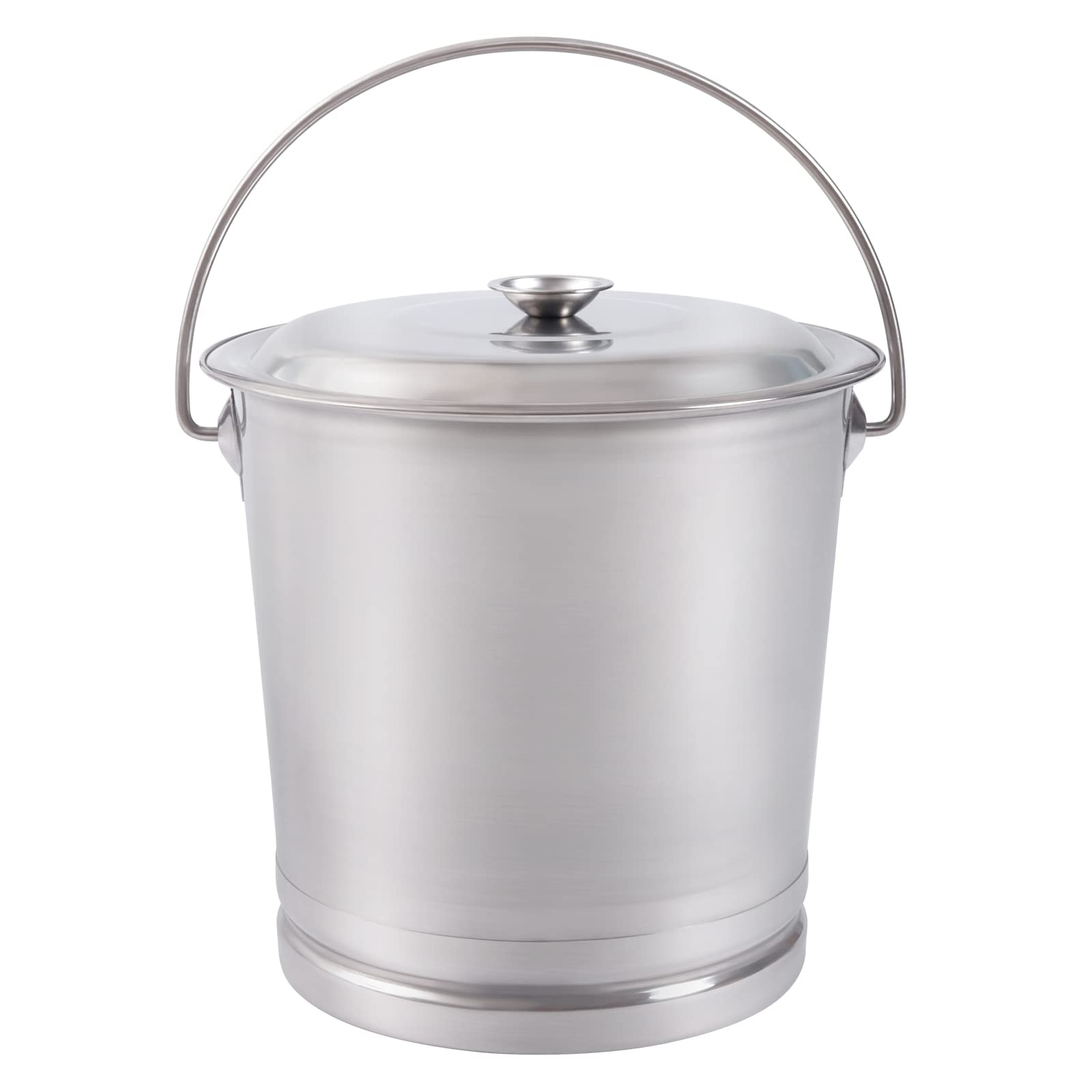 8L/8.5 Qt Stainless Steel Bucket Milk Metal Pail Compost Bucket with Lid & Handle, Kitchen Compost Bin Scrap Food Waste Scrap Slop Storage Buckets Container Garbage Pail, Open Lip Edge