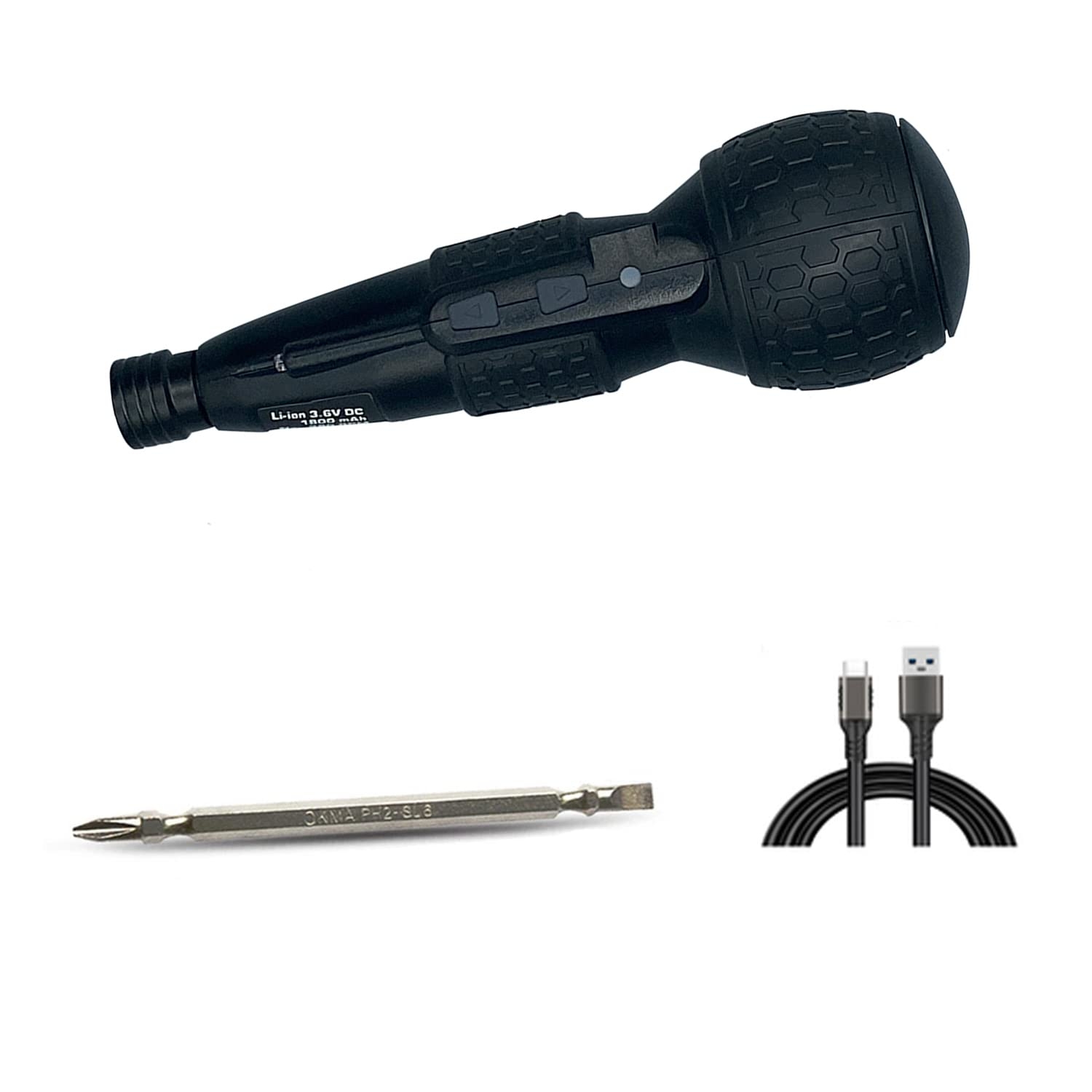 SHENHAOXU 3.6V Cordless Electric Screwdriver Rechargeable portable Mini Rotary Home Gadget，Automatic Manual all in one with LED Light and USB-C Charging Cable BLACK