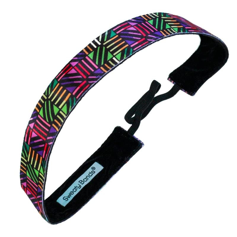 Sweaty Bands Womens Girls Headband - Non-Slip Velvet-Lined Workout Hairband - Don't Box Me In Pink 1-Inch