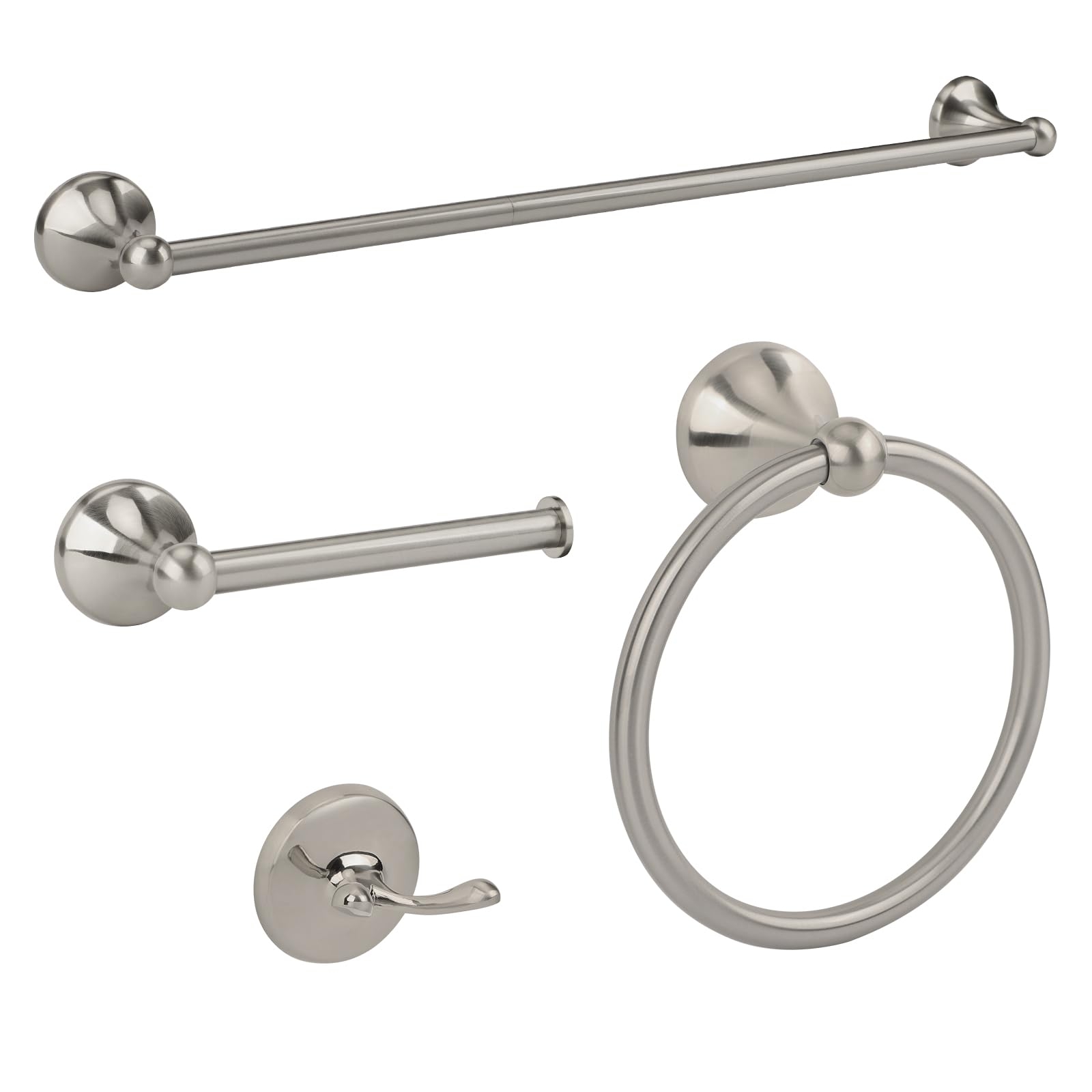 Ntipox 4-Piece Brushed Nickel Bathroom Hardware Accessories Set, 24 Inch Towel Bar, Towel Rack, Bathroom Towel Holder