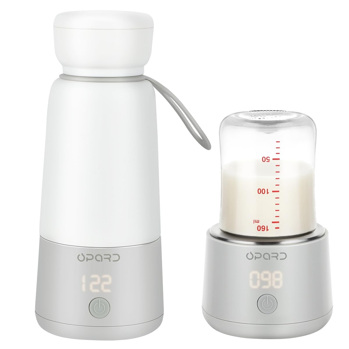 Opard Portable Bottle Warmer for Travel, Dual Heating Modes for Breastmilk, Formula, Water, 4 Adjustable Temp Cordless Milk Bottle Warmer on The go, 12 oz Capacity Car Bottle Warmer for Baby