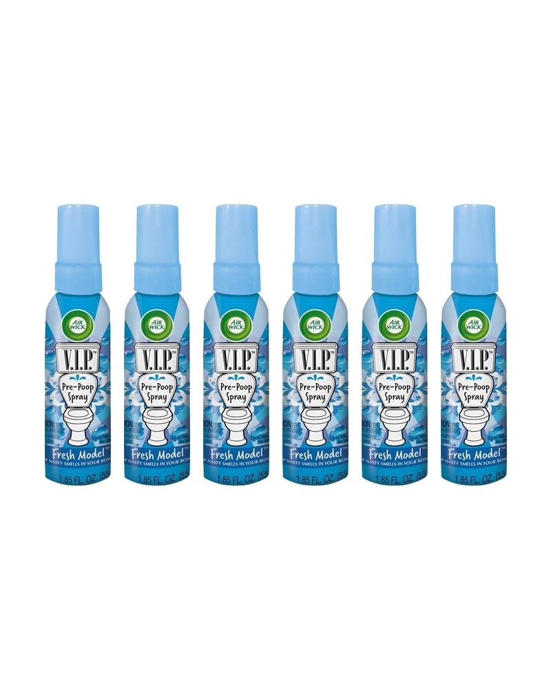 Air Wick V.I.P. Pre-Poop Toilet Spray | Fresh Model Scent | Contains Essential Oils | Travel size Air Freshener | Up to 100 uses - 1.85 Ounce (Pack of 6)