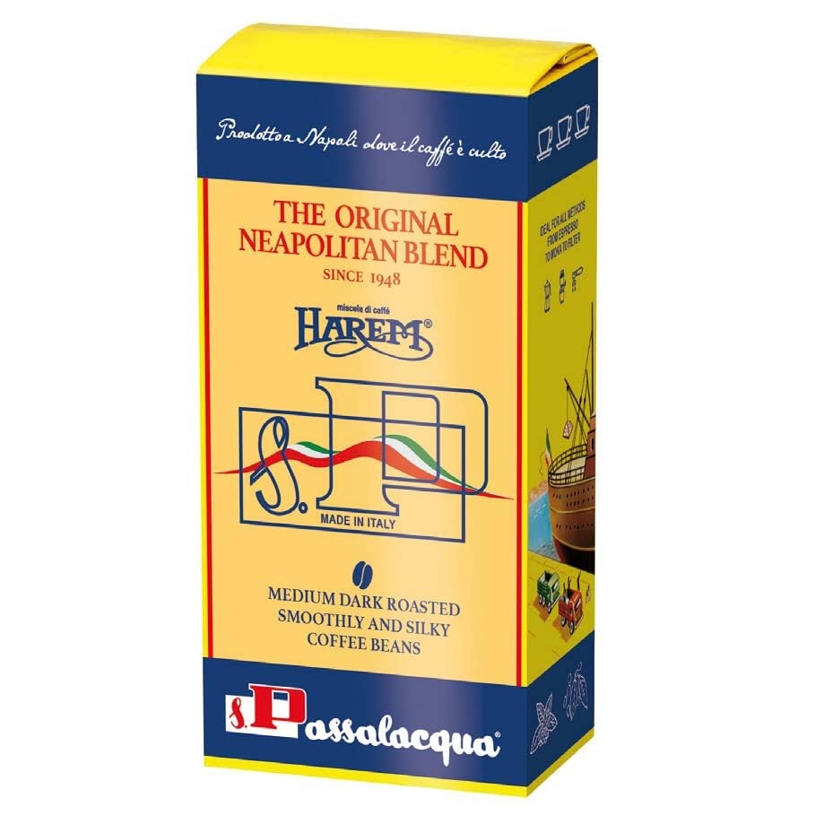 Passalacqua Harem Whole Bean Coffee – 100% Arabica Medium/Dark Roast (1kg / 35.2 Ounce)