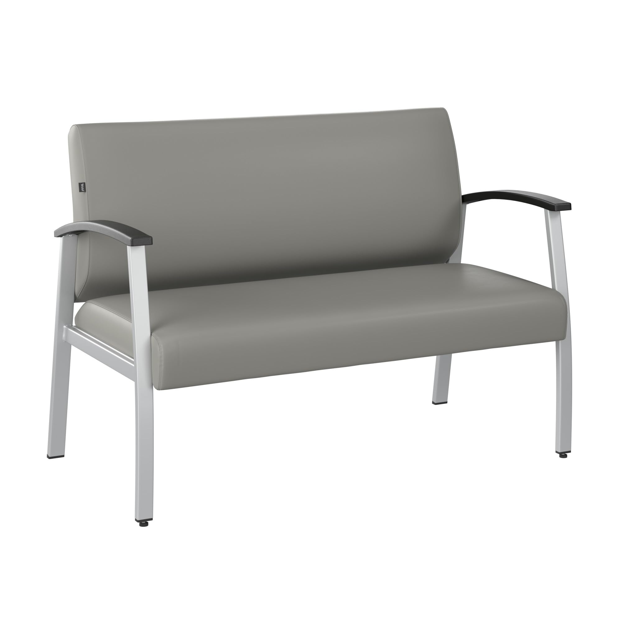 Bush Business Furniture Arrive Waiting Room Loveseat with Arms in Light Gray Vinyl, Reception Area Seating for Office and Lobby