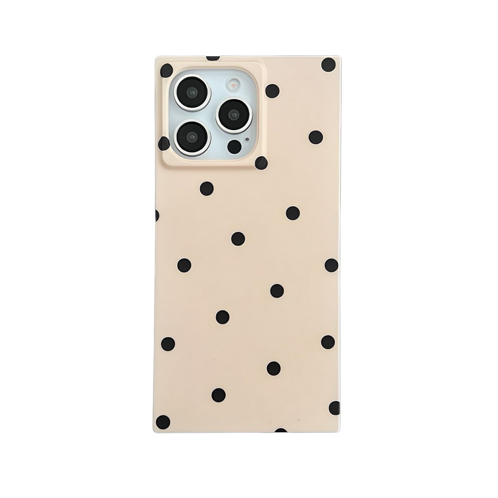 Polka Dots Matte Rectangle Phone Case Compatible with iPhone 16 Pro Max Cute Retro Vintage Boho Stylish Design Slim Protective Girly Cover(i16promax 6.9",Nude Almond)
