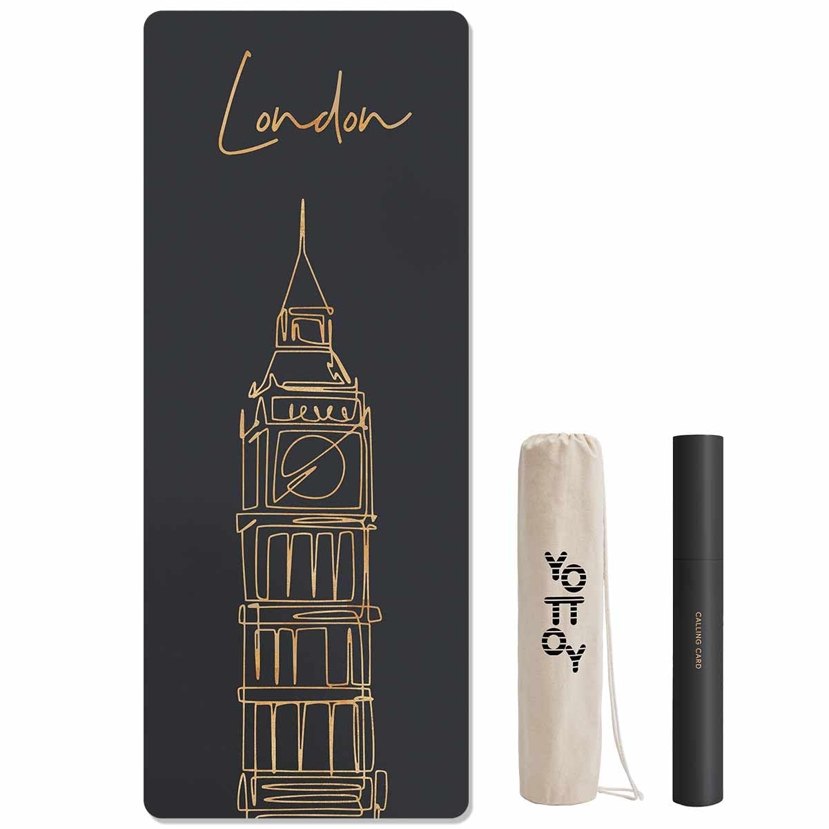 YOTTOY City Landmark Yoga Mat,72"x26"x6mm Hot Yoga Mat with coconut Anti-Tear Design and Friendly Natural Rubber Yoga Mat with Strap and Bag