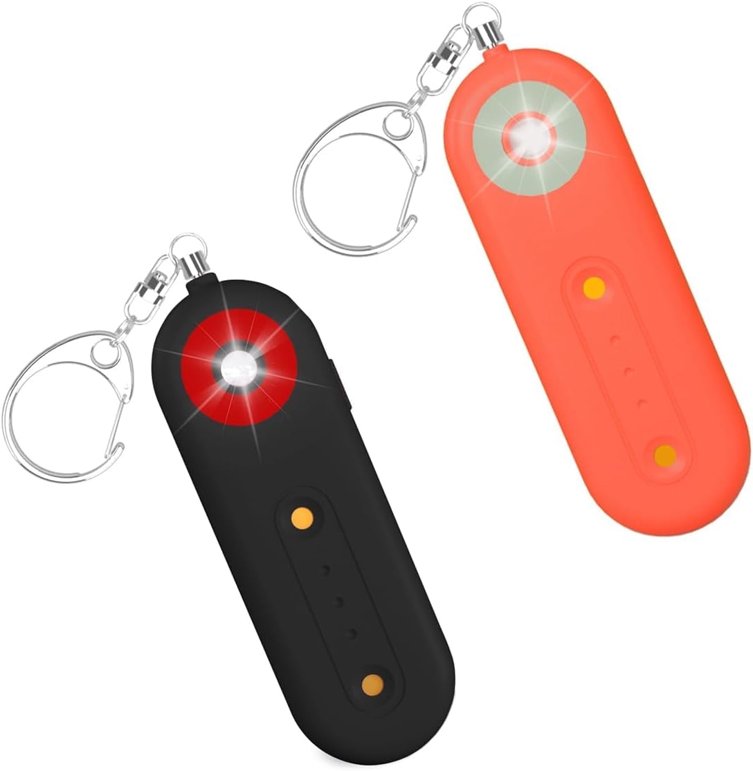 VIEYKEA Personal Safety Alarm Keychain for Women, 130DB Loud Self Defense Key Chain with LED Strobe Light, Protection Safe Siren Devices for Elderly Emergency Travel College (Black + Orange)