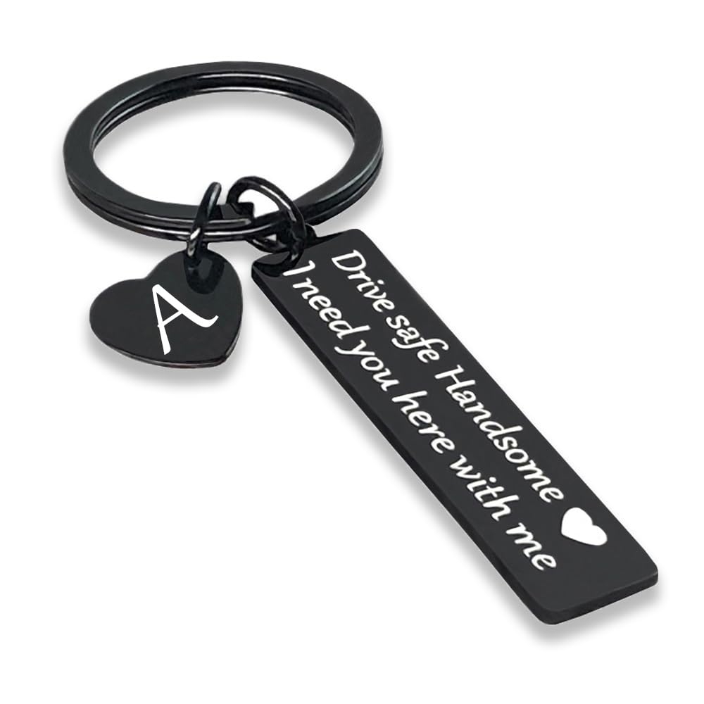 SSLBeryl Drive Safe Keychain for Him | I Need You Here With Me Keychain for Men Boyfriend Husband Anniversary Birthday Gifts