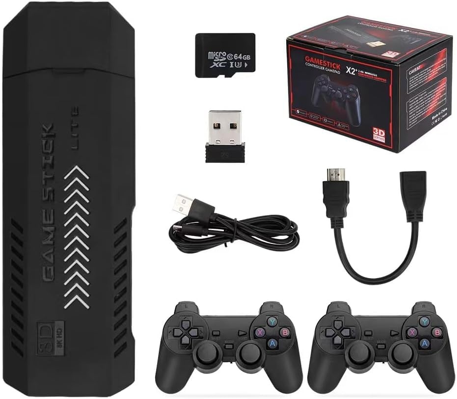 ZWXYVUT Retro Video Game Console-X2 Plus 4K Game Stick 3D HD Wireless Controller TV 50 Emulator(128G 41000+Games)