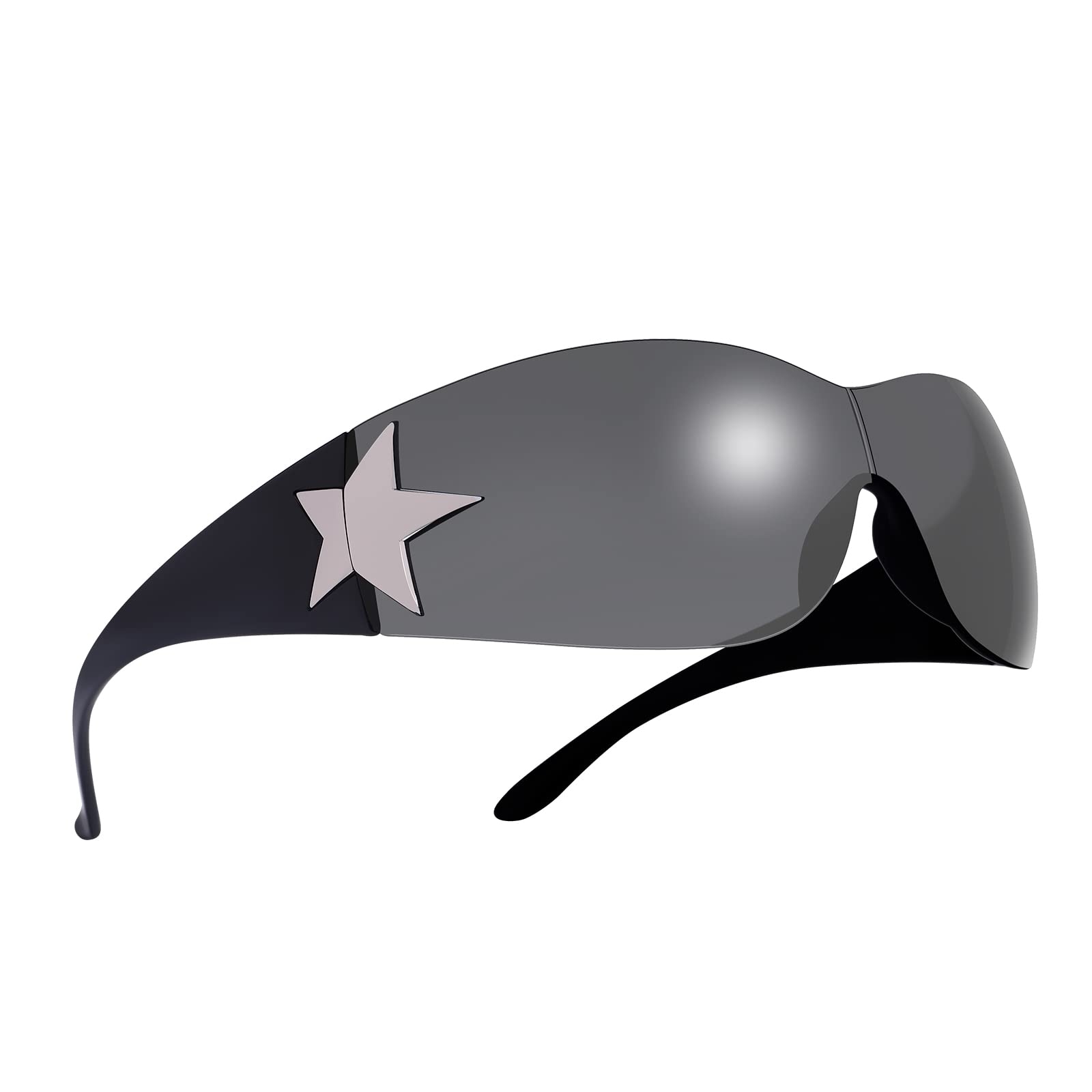 Rimless Y2K Sunglasses for Women Men,Trendy Shield Wrap Around Sunglasses Oversized Fashion Frameless Sun Glasses