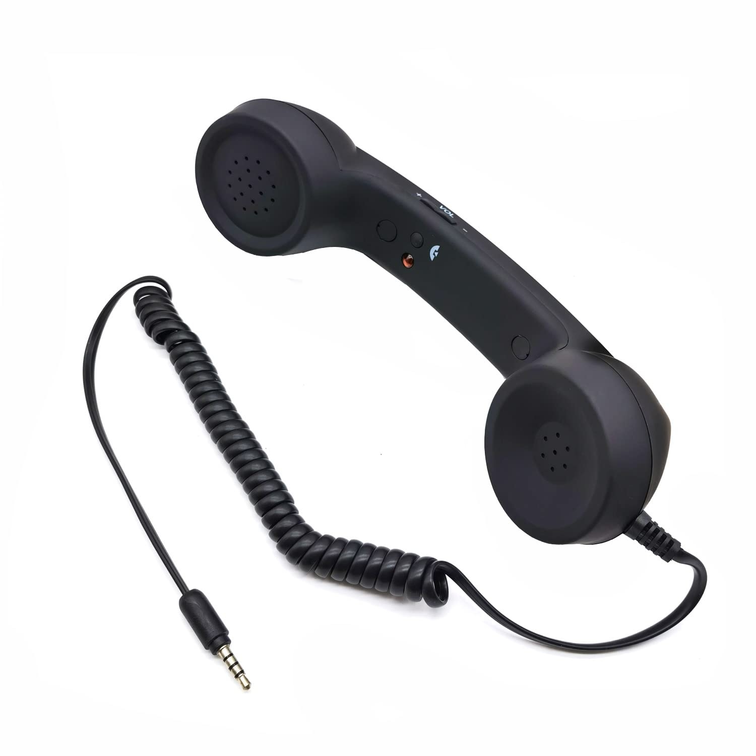 BlueMart 3.5mm Vintage Retro Telephone Handset Cell Phone Receiver Mic Microphone Speaker for iPhone iPad Mobile Phones Cellphone Smartphone (Black)