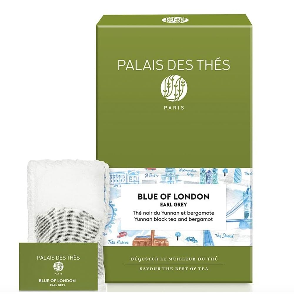 Palais des Thés - Blue of London - Earl Grey Black Tea, Bergamot & Cornflower - 20 Count Cotton Tea Bags Box
