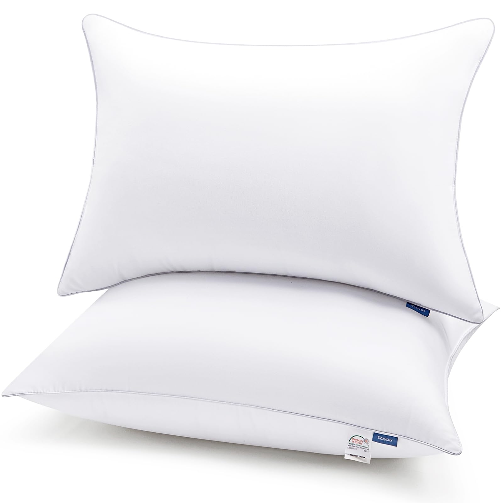 CozyLux Pillows Queen Size Set of 2, Hotel Quality Bed Pillows for Sleeping 2 Pack, Cooling Pillows for Side Back and Stomach Sleepers, Down Alternative Luxury Soft Supportive Fluffy Pillows (18x28)