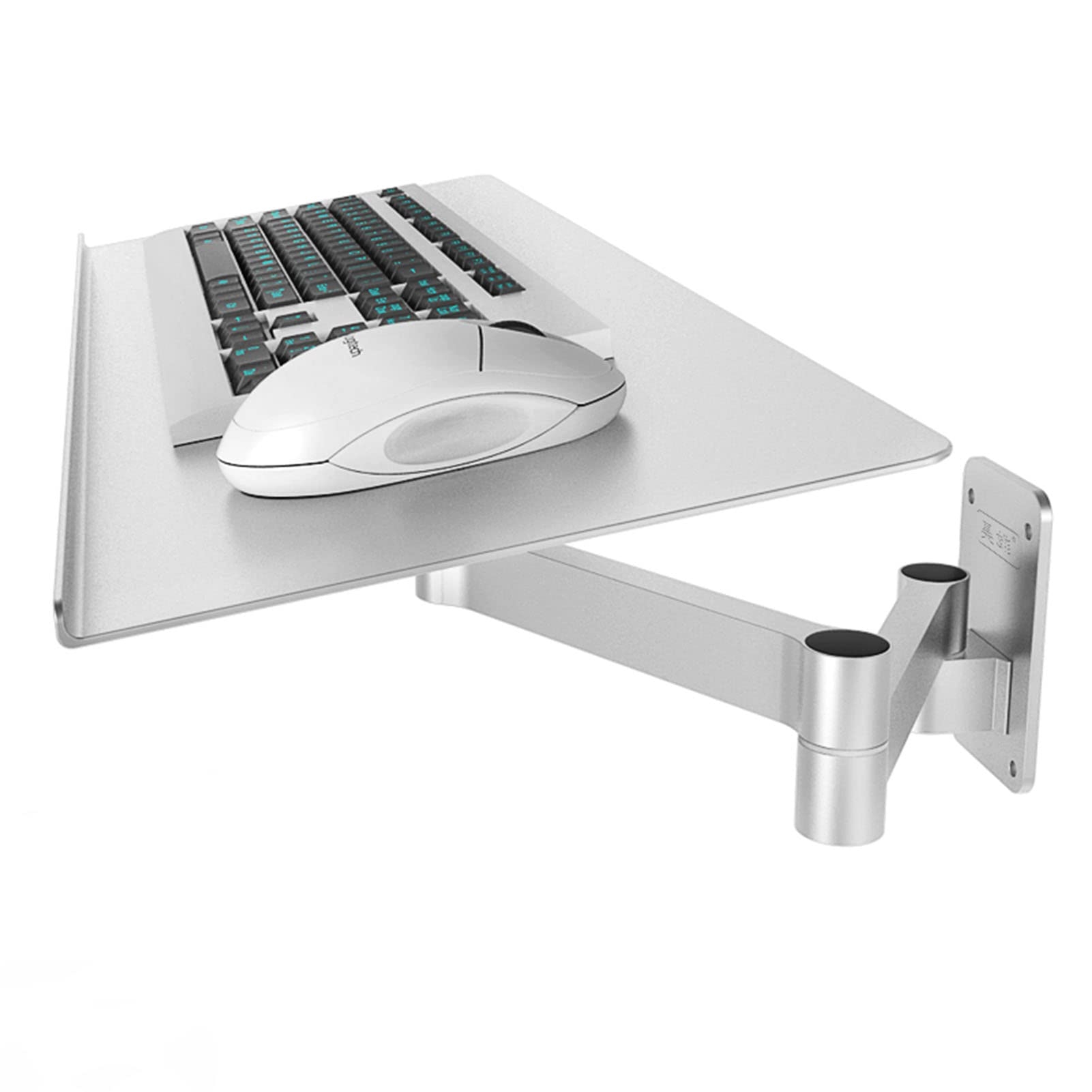 XINGAKA Keyboard Arm Tray, Wall-Mounted Adjustable Mouse and Keyboard Bracket, Silver Telescopic Industrial Shelf, Wall-Mounted Keyboard Bracket,arm40cm