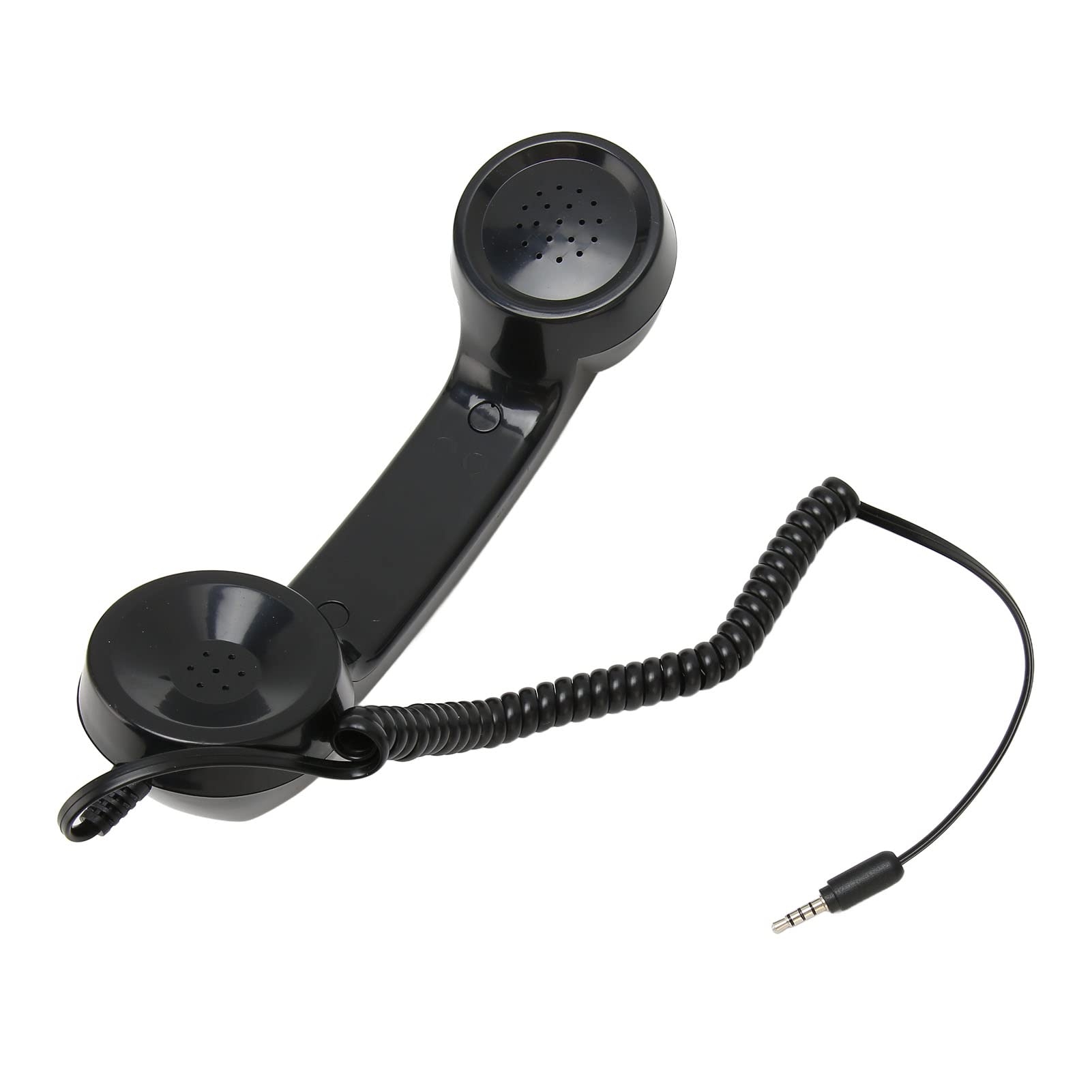 Retro Phone Handset, One Touch Answer, Radiation Proof 3.5mm Sound Plug with 1m Coiled Cord, Suitable for All Smartphones and Computers (Black)