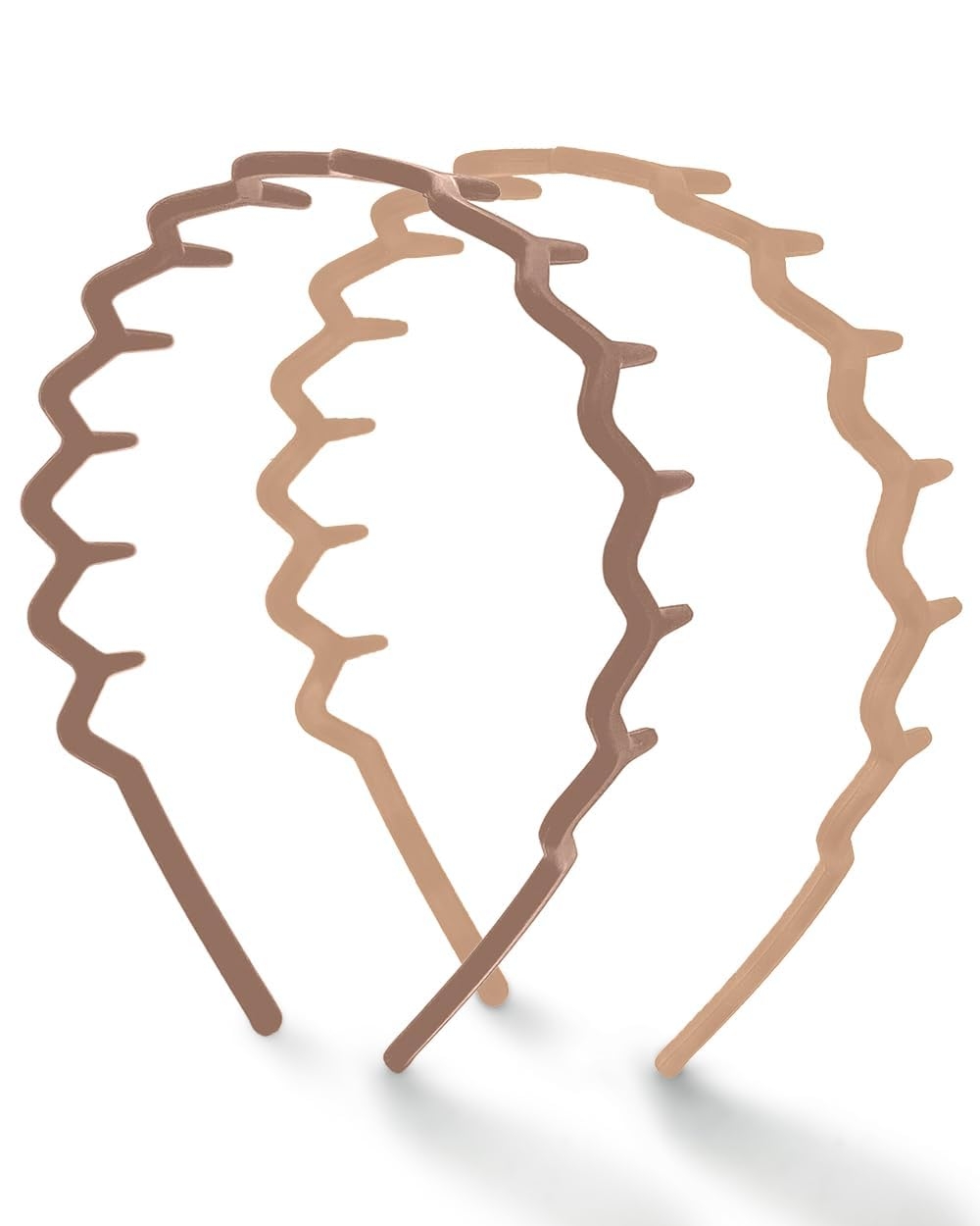 Kitsch Zig Zag Headbands, Recycled Plastic Wavy Hair Band with Teeth, Headband for Women and Men, Classic 90s Hair Accessories, 2pcs (Neutral)