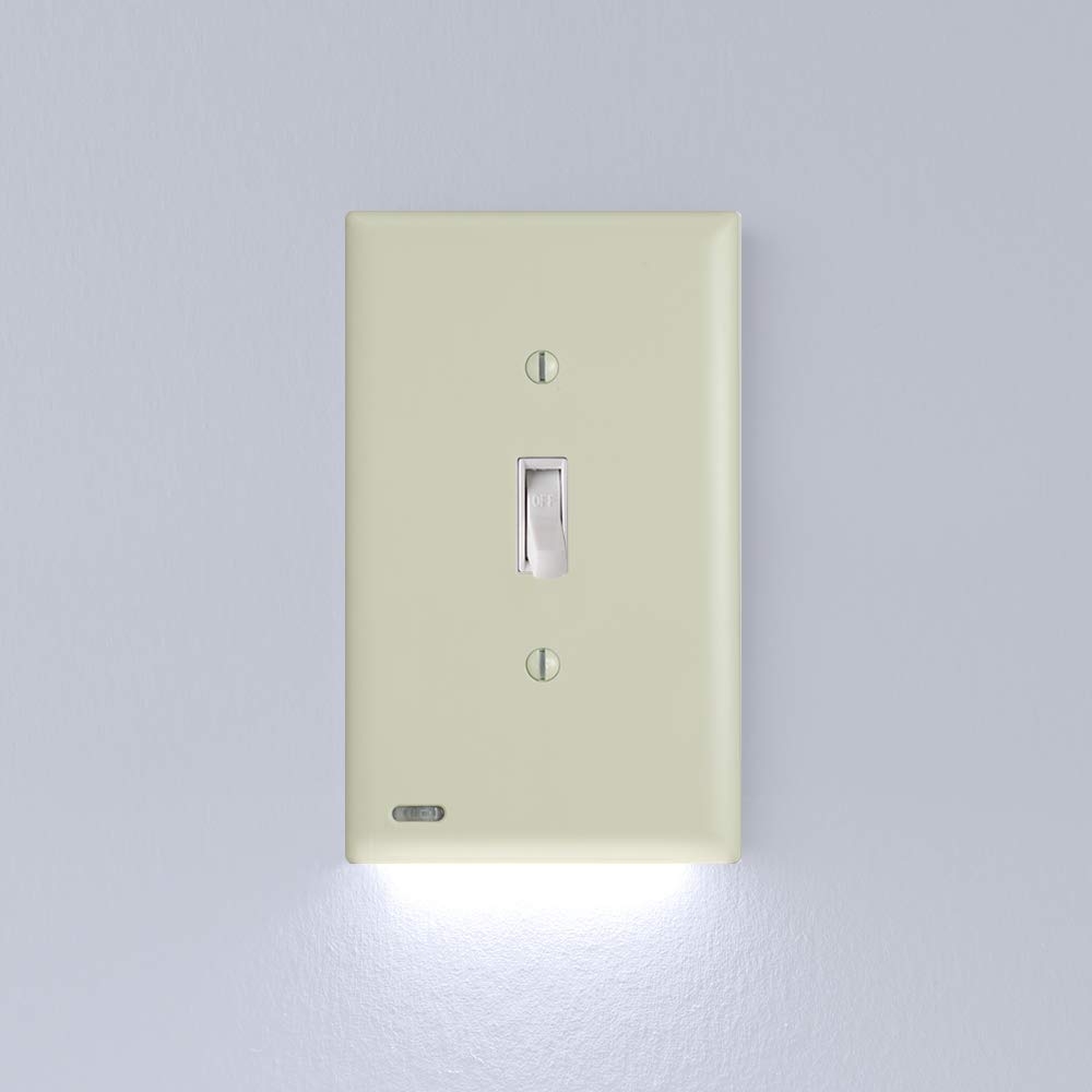 2 Pack - SnapPower SwitchLight - LED Night Light - For Single-Pole Switches - Switch Plate With LED Night Lights - Adjust Brightness - Auto On/Off Sensor - (Toggle, Ivory)