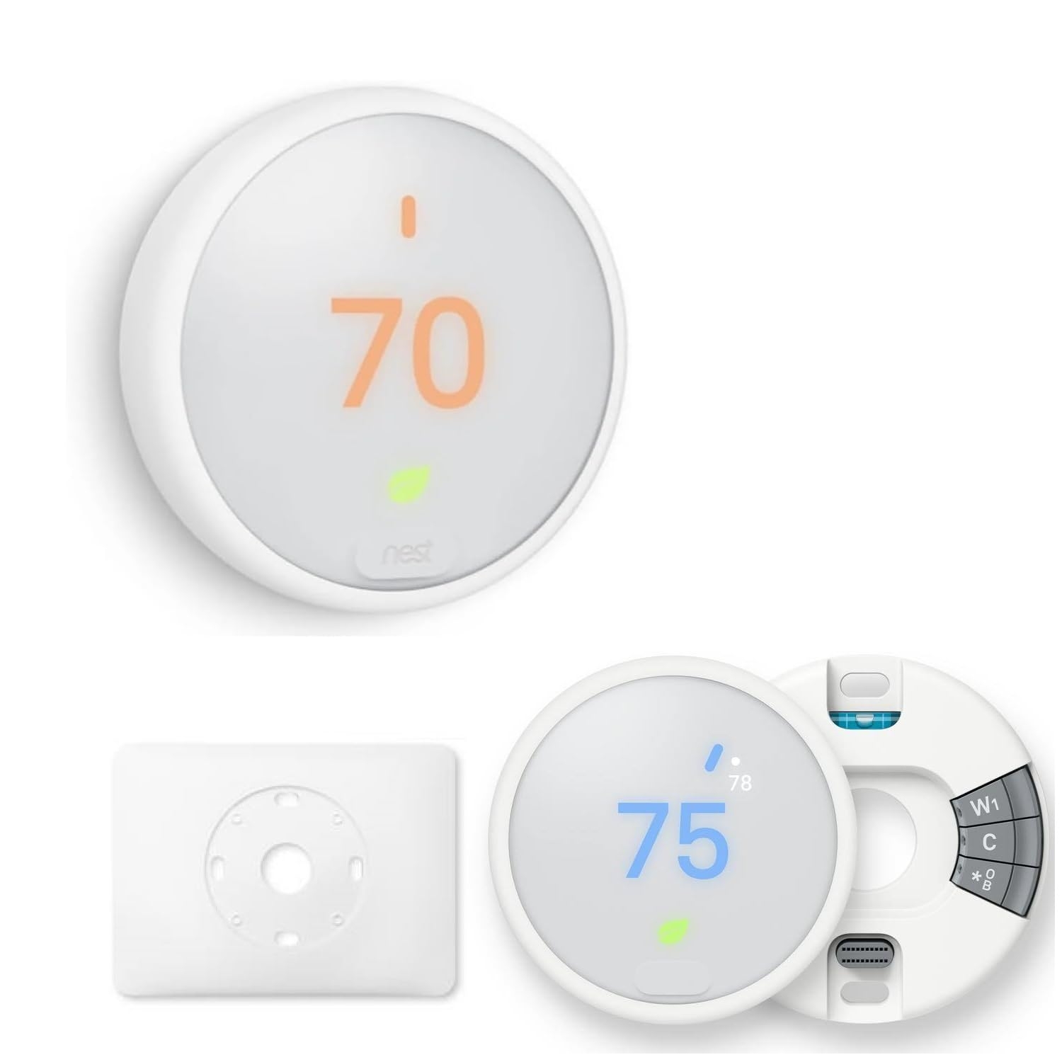 Google Nest Thermostat - Programmable Smart Learning Thermostat with Easy Installation and Trim Kit Bundle, White