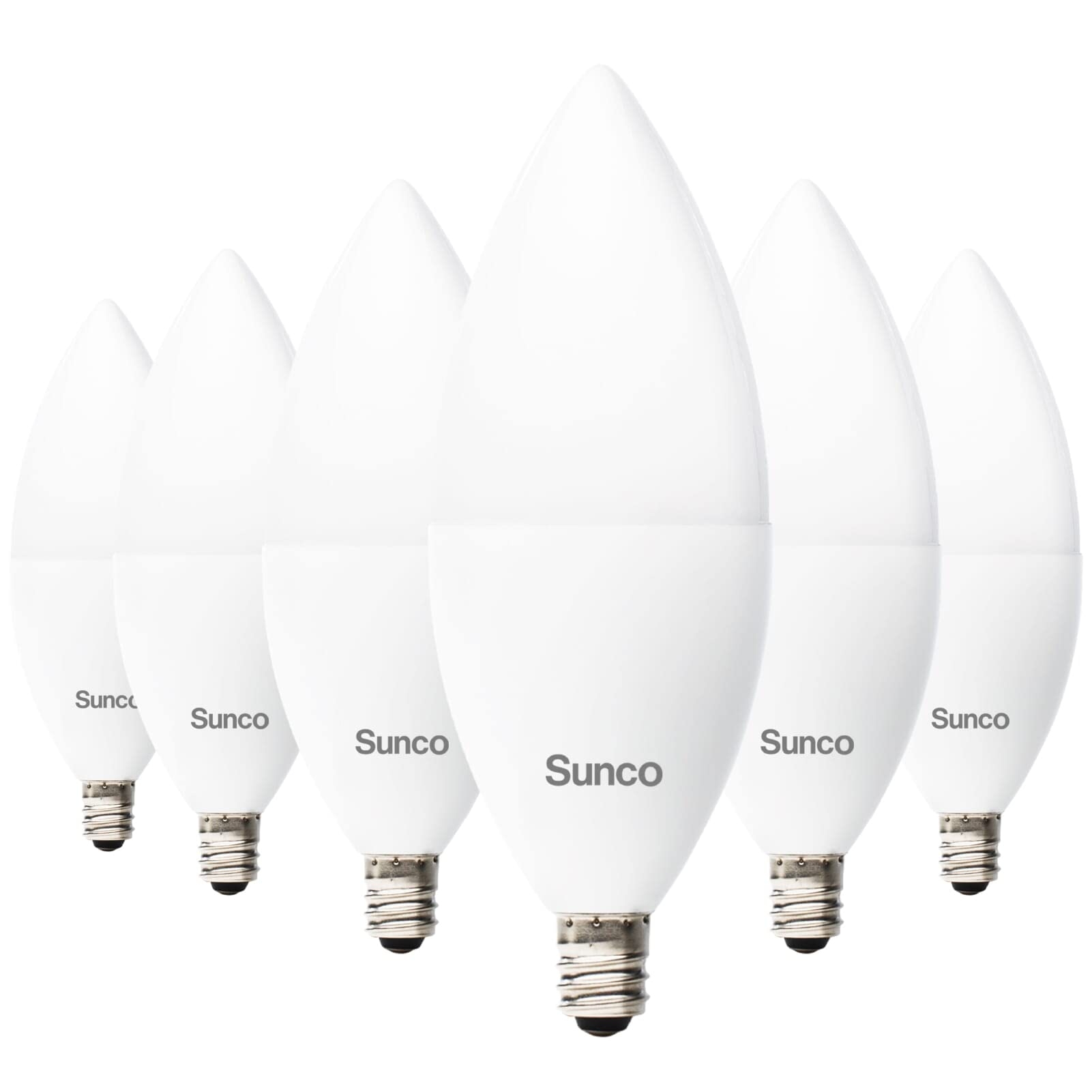 Sunco Dusk to Dawn Light Bulbs Outdoor Light Sensing B11 LED Candelabra Bulb Photocell Sensor, 5W=40W, 3000K Warm White, 450 LM E12 Base, Frosted, Decorative Light for Sconces - UL 6 Pack