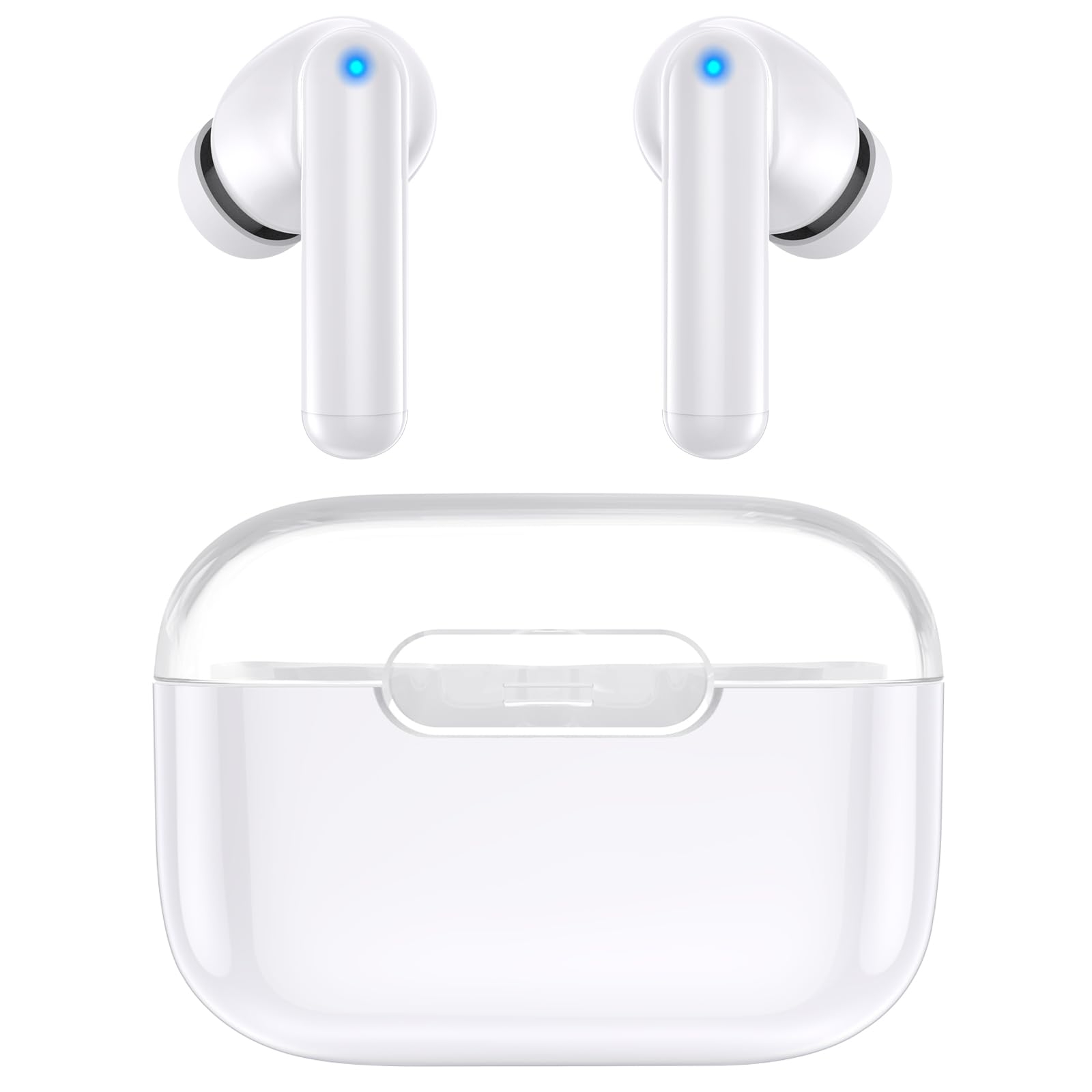 kurdene P3 Wireless Earbuds Bluetooth 5.3 Headphones, Deep Bass Stereo with Microphone Earphones in-Ear, Immersive Premium Sound Ear Buds for iPhone, Android-Clear
