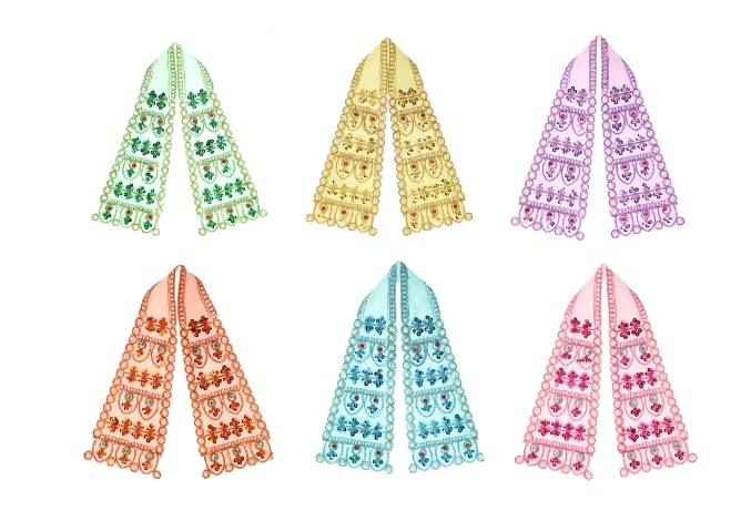 Set of 6 Ganesha Dupatta Silk Puja Cloth Chunari(Size:-6 Inch x 2 Inch) Pooja Chunar Puja Articles for Indian Ganesh Festival for Idol Statue Frame Temple Decoration