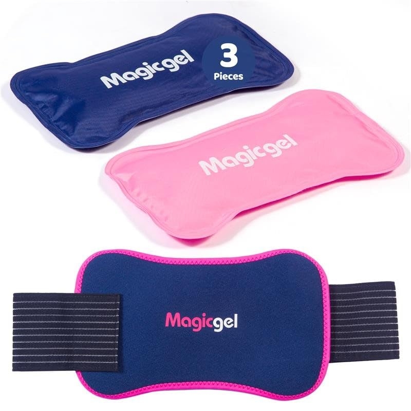 Magic Gel Ice Packs for Injuries Reusable (3 Pcs 11"x5.5") - FSA HSA Eligible | Flexible Wrap Around Gel Ice Pack Knees, Back, Shoulders, Arms and Legs | Hot and Cold Compress Cold Packs for Injuries