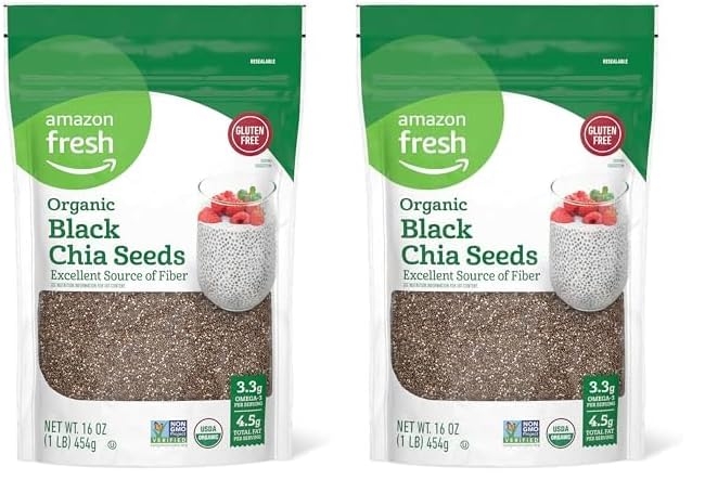 Amazon Brand - Happy Belly Organic Black Chia Seeds 1 lb (Pack of 2)