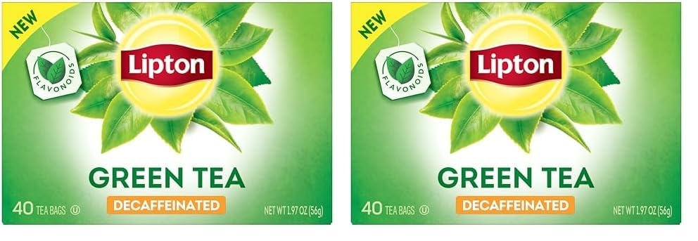 Lipton Decaffeinated Green Tea Bags, Unsweetened Teabags for Decaf Hot Tea or Decaf Iced Tea with Flavonoids, 40 Total Tea Bags (Pack of 2)
