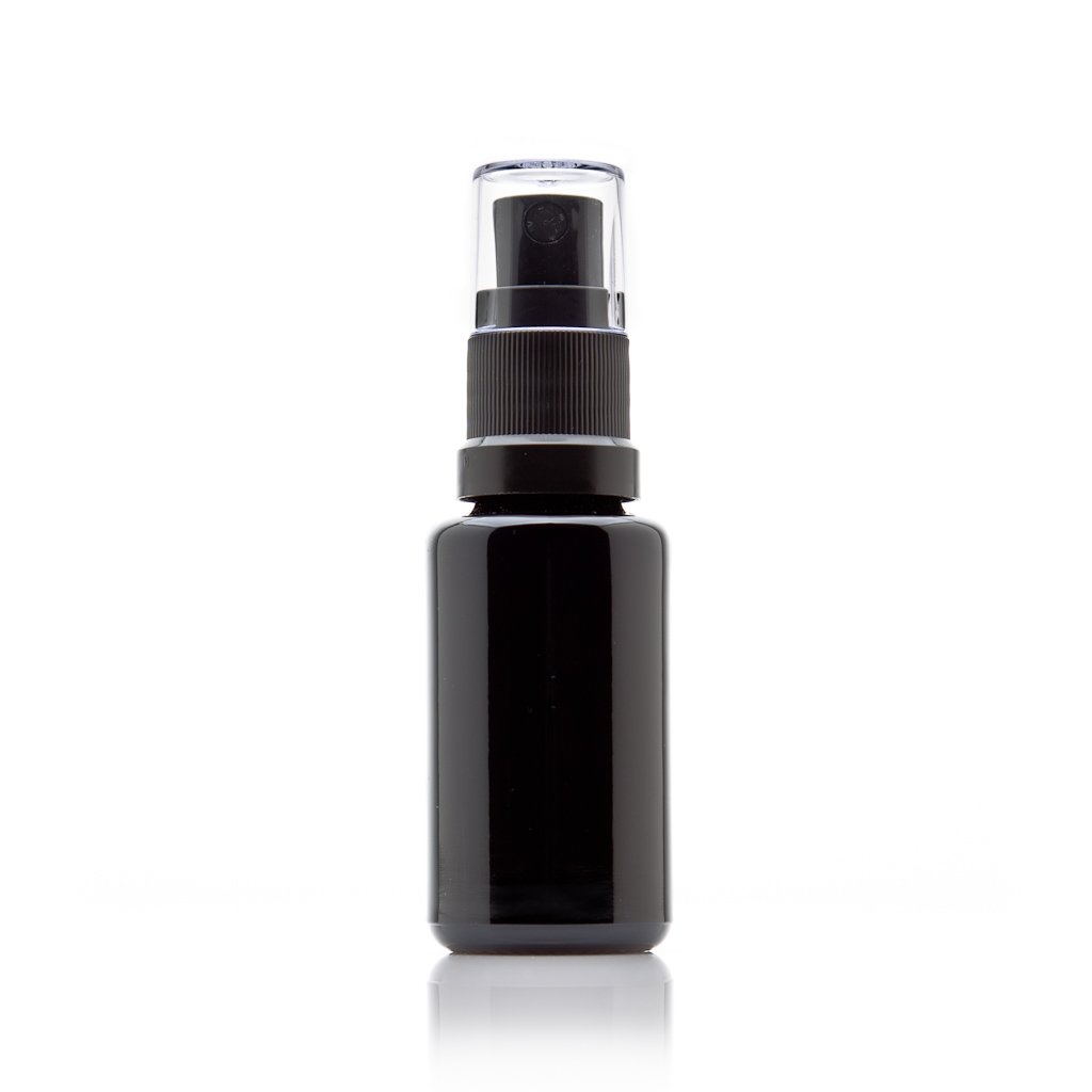 Infinity Jars 20 Ml (.67 fl oz) Black Ultraviolet Glass Fine Mist Spray Bottle Cleaning Products Refillable Containers Homemade Perfume Blends Room, Sprays Bath Beauty Hair, Screw Top Bottles 3-Pack
