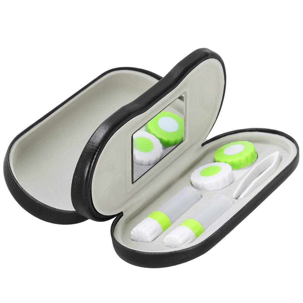 SteelFever 2 in 1 Double Sided Portable Glasses Case Travel Contact Lens Case (Black)