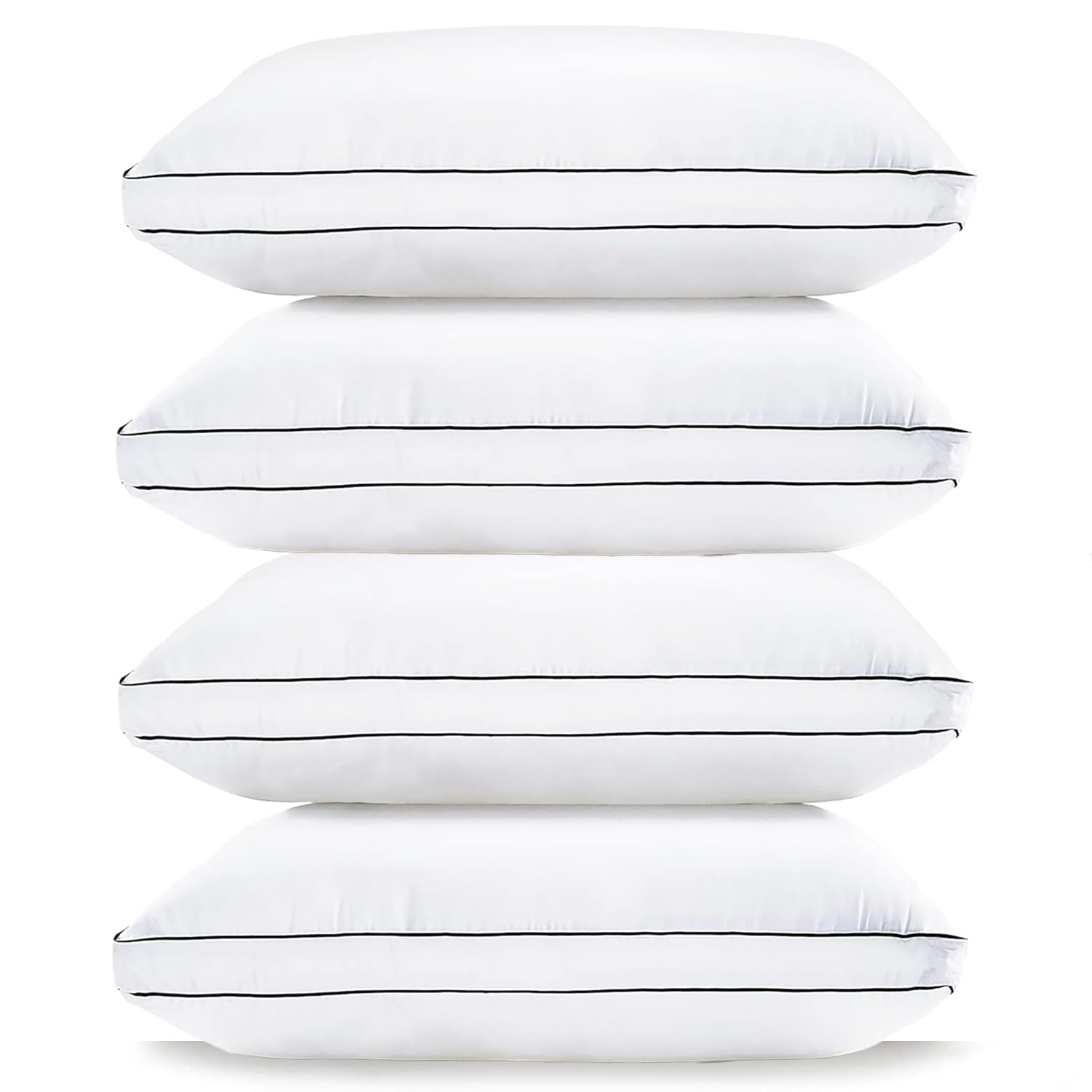 LANE LINEN Pillows Standard Size Set of 4 (20"x26") - Soft Gusseted Bed Pillow for Back, Stomach or Side Sleepers - Hotel Quality Down Alternative Standard Pillows Pack of 4 - White