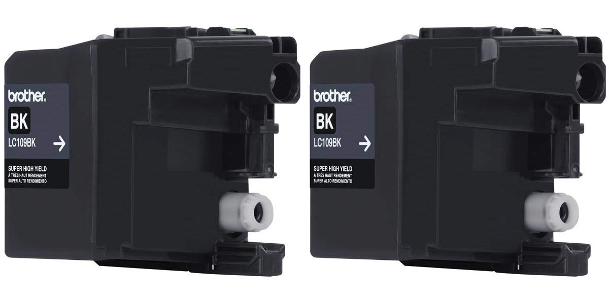 Brother Genuine Ultra High Yield Black Ink Cartridge 2-Pack, LC109BK, Replacement Black Ink, Page Yield Up to 2,400 Pages Each, LC109