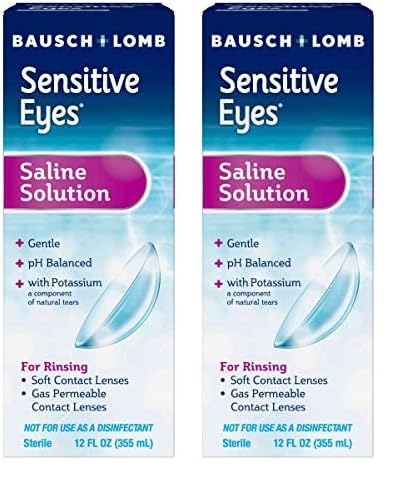 Bausch & Lomb Sensitive Eyes Contact Lens Solution Saline Solution for Sensitive Eyes, Soft Contact & Gas Permeable Lenses, 12 Fl Oz (Pack of 2)
