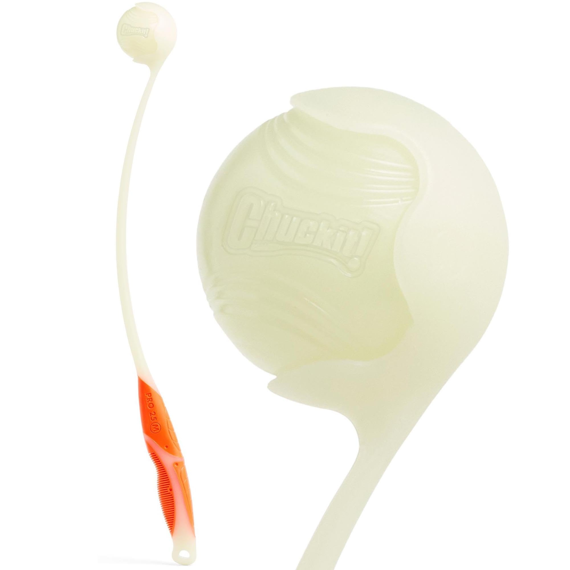 Chuckit Pro Fetch Toy Ball Launcher For Dogs; Compatible With Any Medium Chuckit! Medium Size 25 Inch + Glow Ball