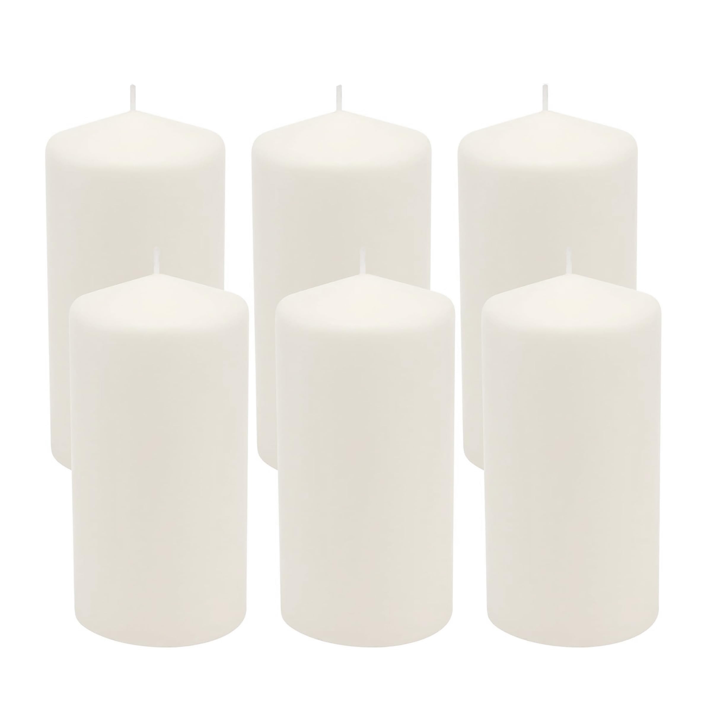 Stonebriar Unscented White Tall Pillar Candles, 65 Hour Burning Candle Pillars, Perfect for Decor, Weddings, Emergencies 3" X 6", 6 count