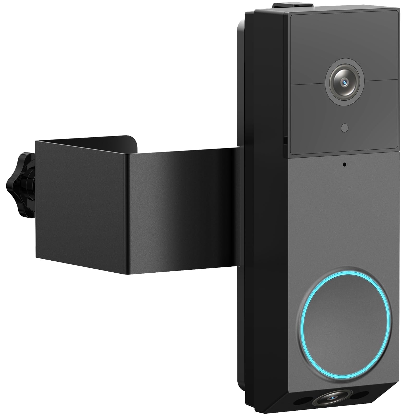 Anti-Theft Door Mount for Wyze Duo Cam Doorbell Only, No-Drill Wyze Doorbell Camera Mount, Metal Adjustable Door Bell Kits for Home Rentals Room Black